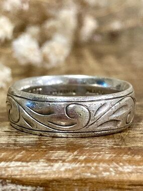 Vogt Sterling Silver Engraved Western Band Ring – Size 8